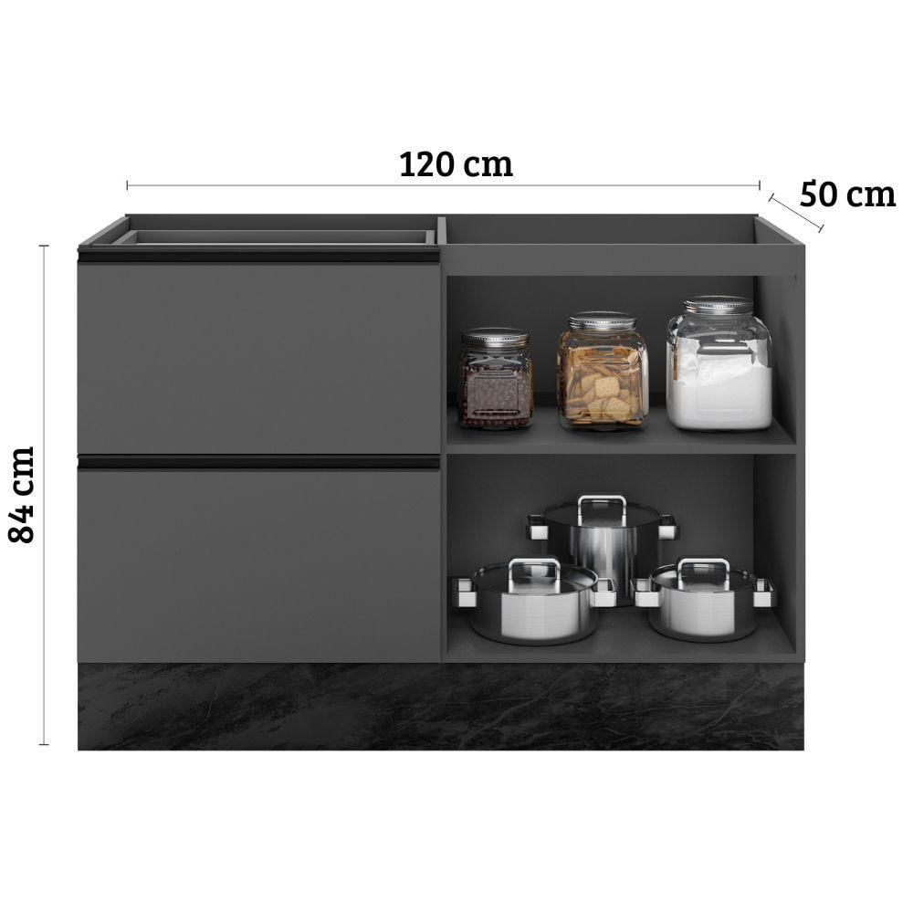 Miniatura Balcão Para Pia Etna 120 Cm 1 Porta Grafite Poliman
