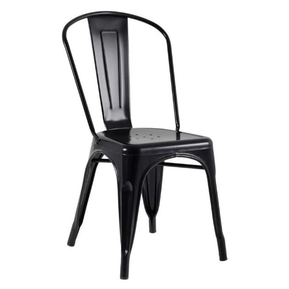 Miniatura Kit Com 6 Cadeiras Tolix Iron Design Industrial Reforçado Empilháveis Preto Semi-brilho