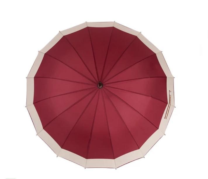 Guarda Chuva 16 Varetas Cabo Madeira 115Cm Grande Rosa