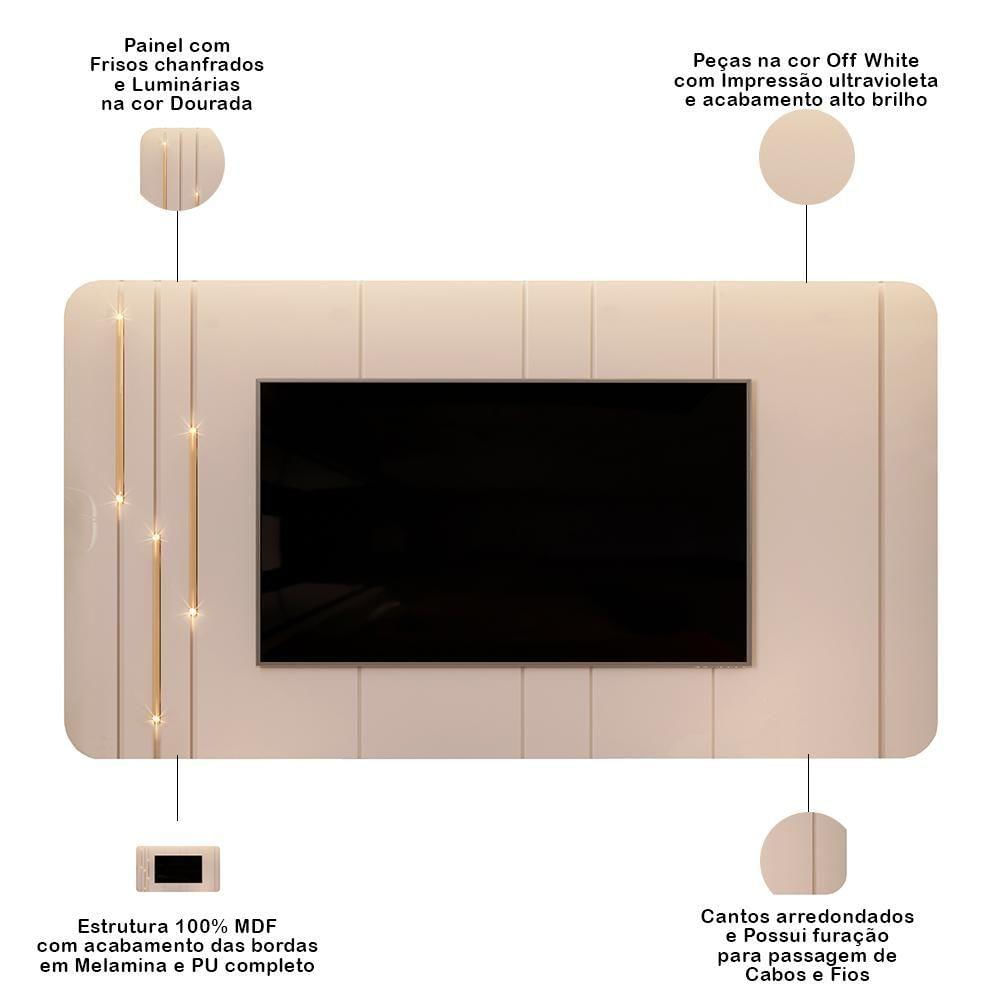 Miniatura Painel Para Tv 75 Pol Com Led Orgânico Dion D05 Off White
