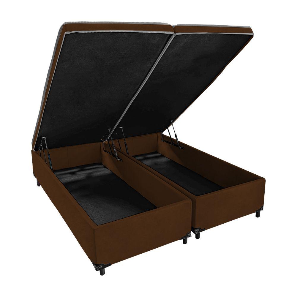Miniatura Base Cama Box Bau Articulado King 2,03x1,93x0,40 Suede E Marrom
