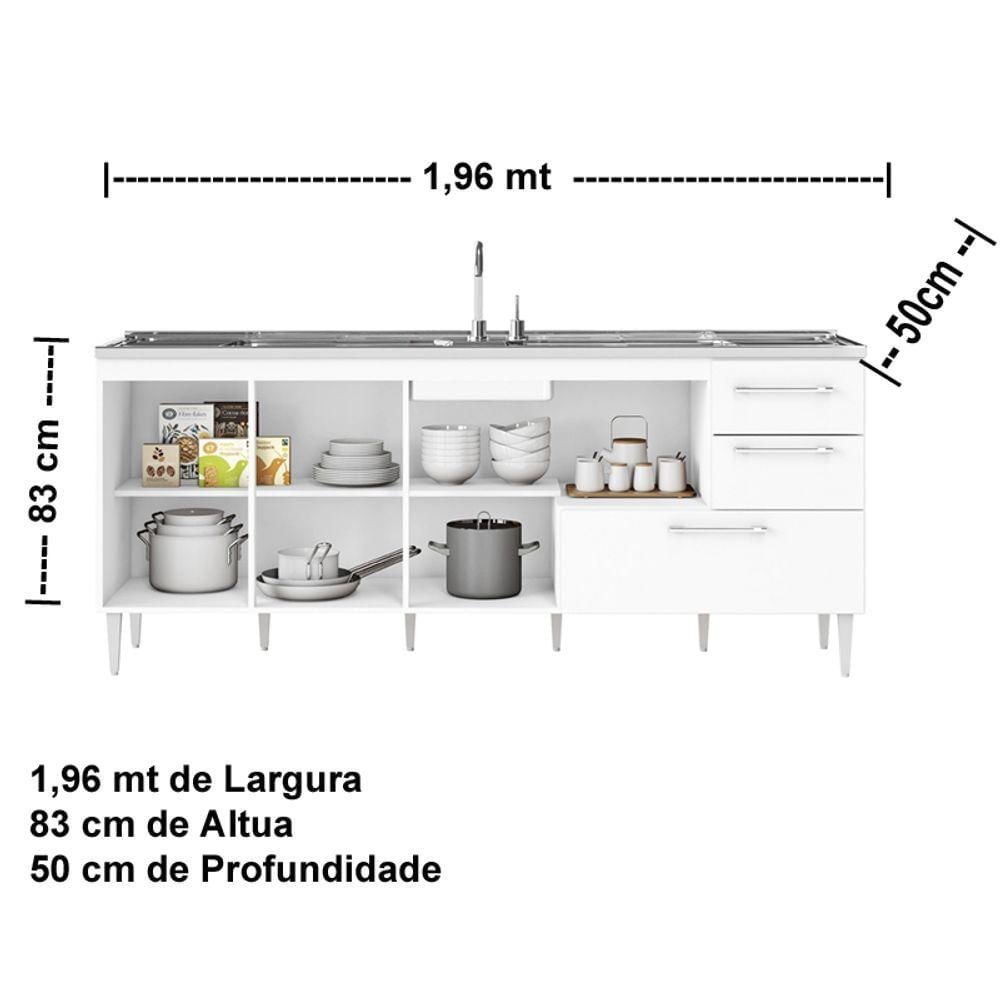 Miniatura Gabinete Balcão Para Pia 2 Metro Com Gavetão Branco