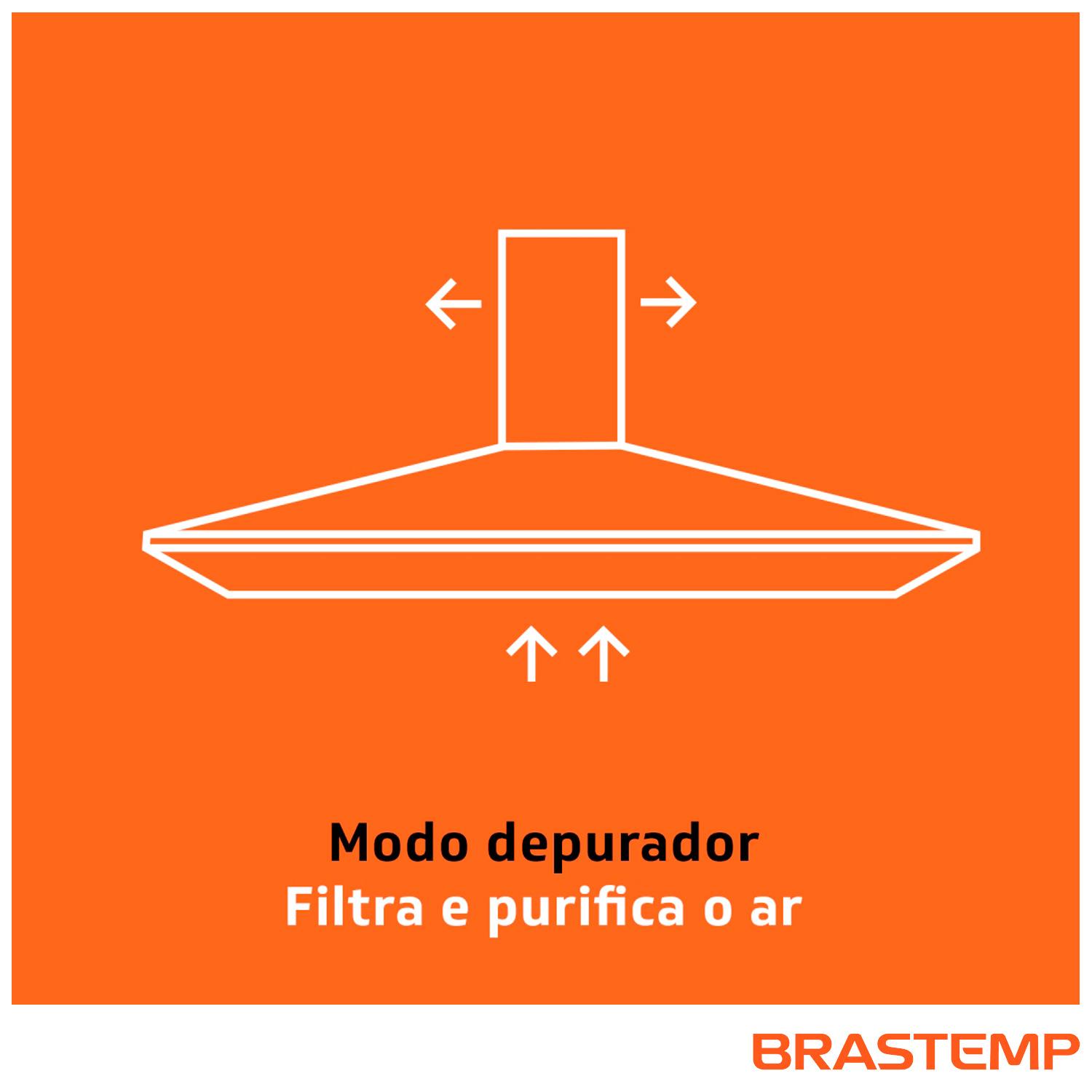 Miniatura Coifa de Parede Brastemp 90 cm Inox Piramidal 5 e 6 Bocas Duplo Filtro BAI91BR 220