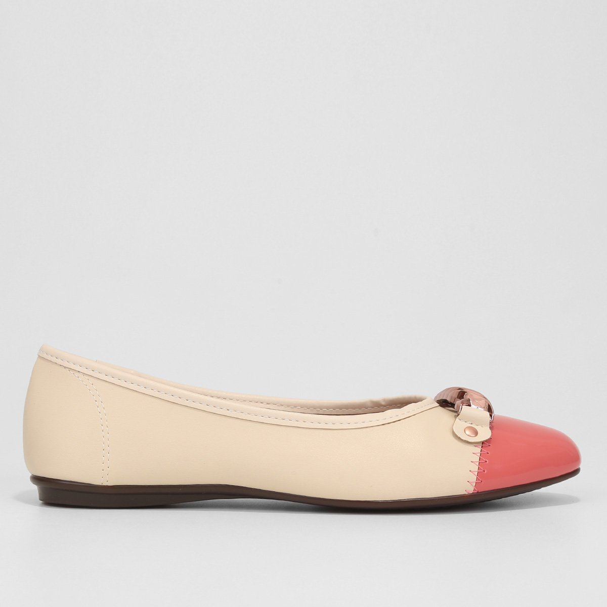 Miniatura Sapatilha Feminina Beira Rio Aplique Metal Feminina Creme - 34