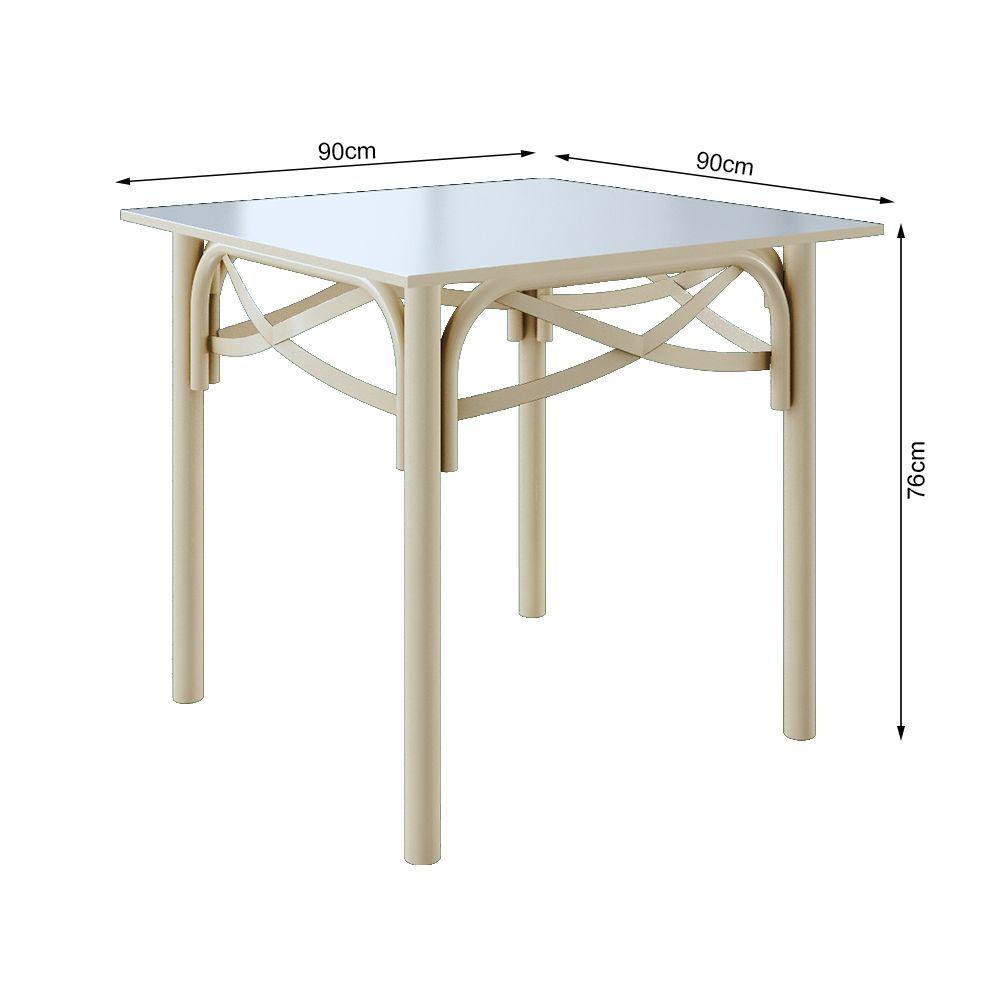 Miniatura Mesa Katrina Off White Quadrada Tampo De Madeira 90 Cm Asturias - Cor: Branco