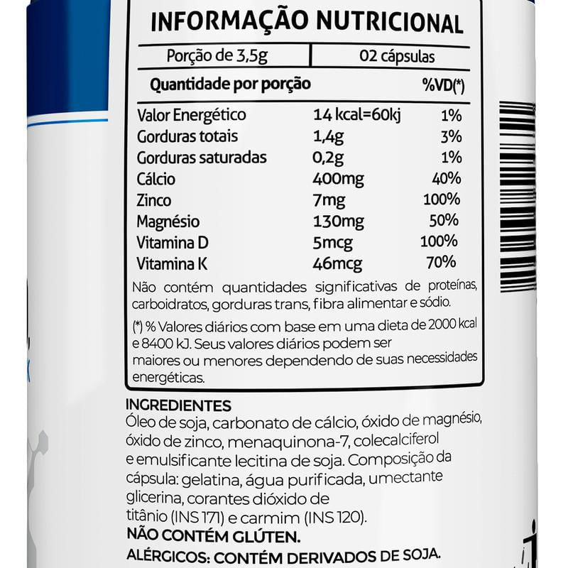 Miniatura Cálcio Magnésio Zinco D3 E K2 Com 60 Cápsulas Fitoprime