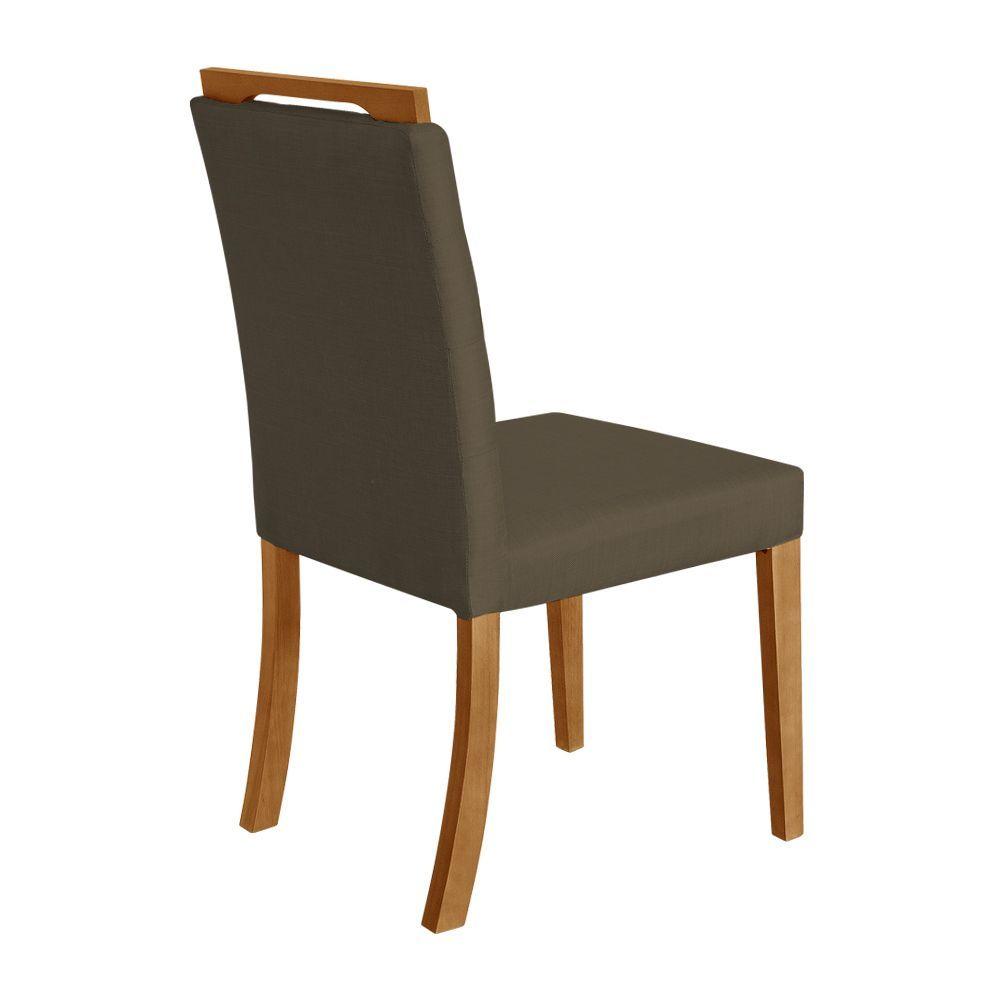 Miniatura Kit 2 Cadeiras De Jantar Estofadas Veludo Marrom Vitoria Base Madeira Maciça - Cor: Marrom