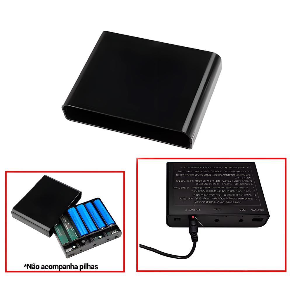 Miniatura Mini Nobreak, Ups, 5V/9V/12V, Para Câmeras E Roteador-Preto