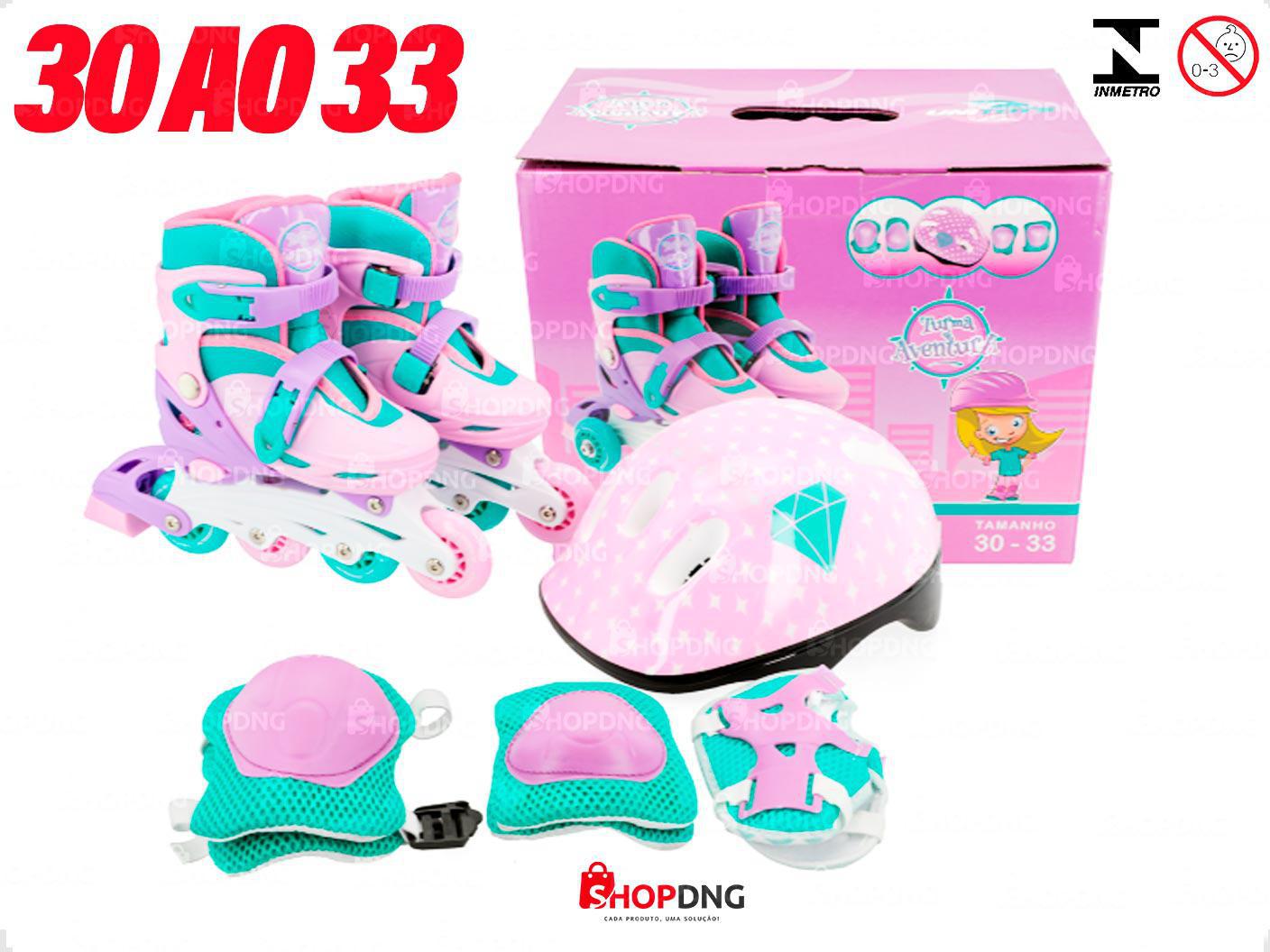 Miniatura Patins Inline Rosa/Roxo Triline Roller 30 Ao 33 Kit Proteção
