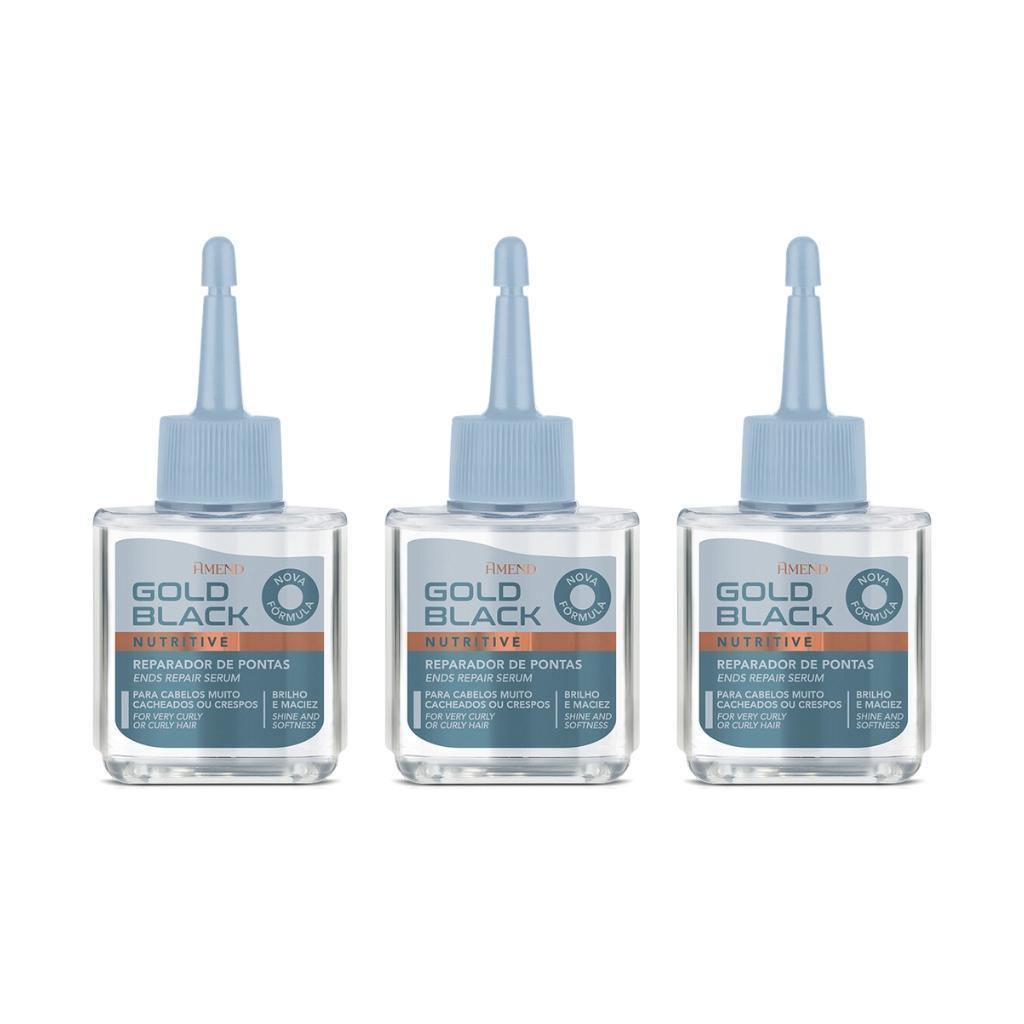 Miniatura Reparador De Pontas Amend Gold Black 30Ml - Kit C/3Un