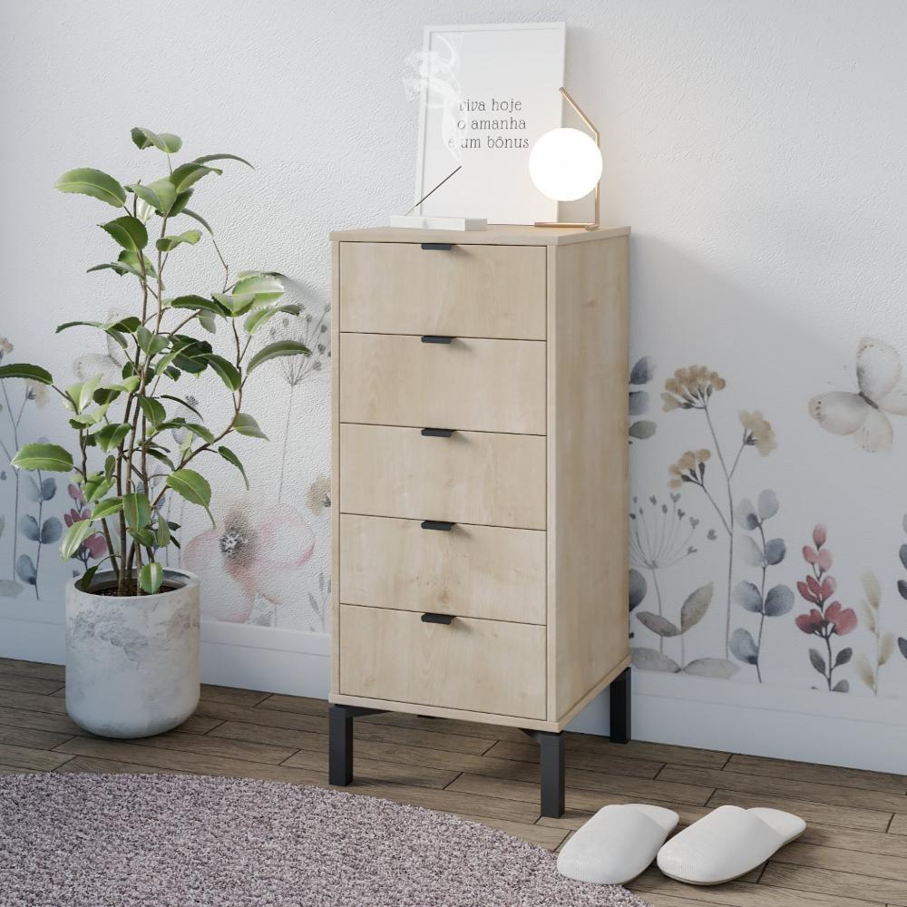 Miniatura Cômoda Falkk Queens 5 Gavetas 40cm Amadeirado