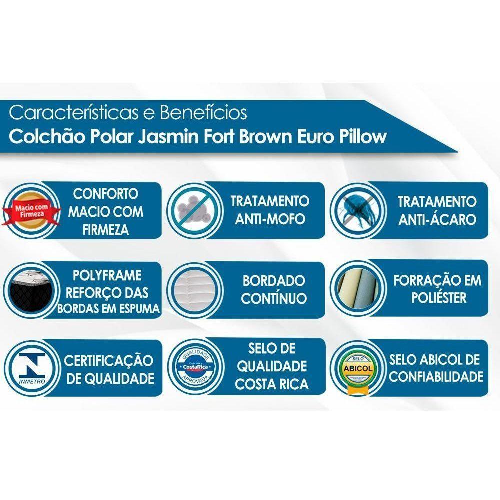 Miniatura Cama Box Baú Queen: Colchão Molas Ensacadas Polar Masterpocket Jasmin Fort + Base Brown(158X198)