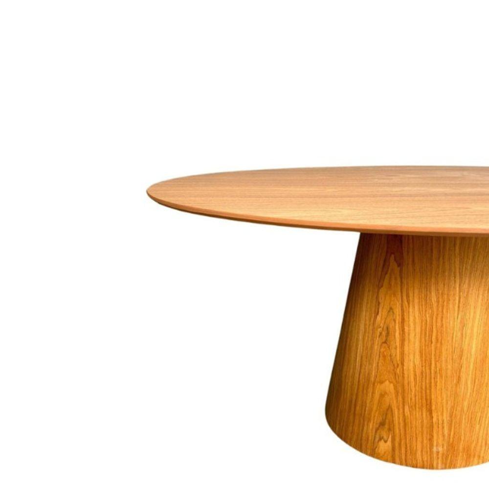 Miniatura Mesa De Jantar Cone Oval 200x100 Cm Tampo Freijó Base Freijó Cor Marrom