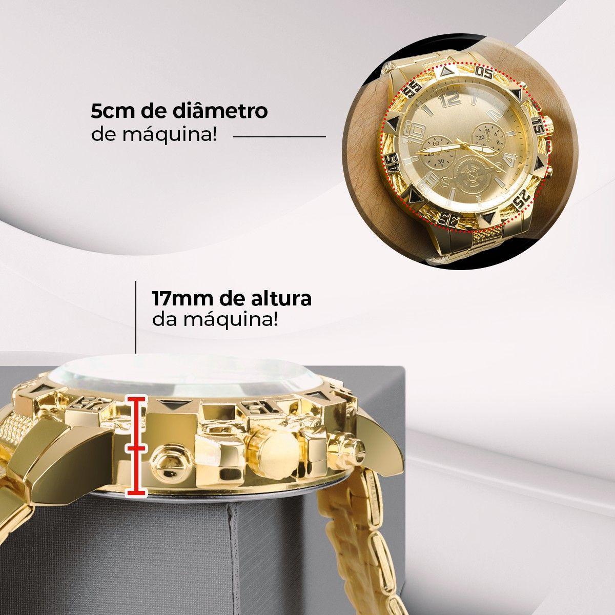 Miniatura Kit Relógio Masculino + Colar + Crucifixo + Pulseira