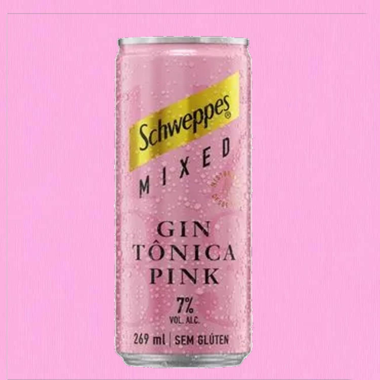 Miniatura Gin Tônica Pink Schweppes Lata 269Ml