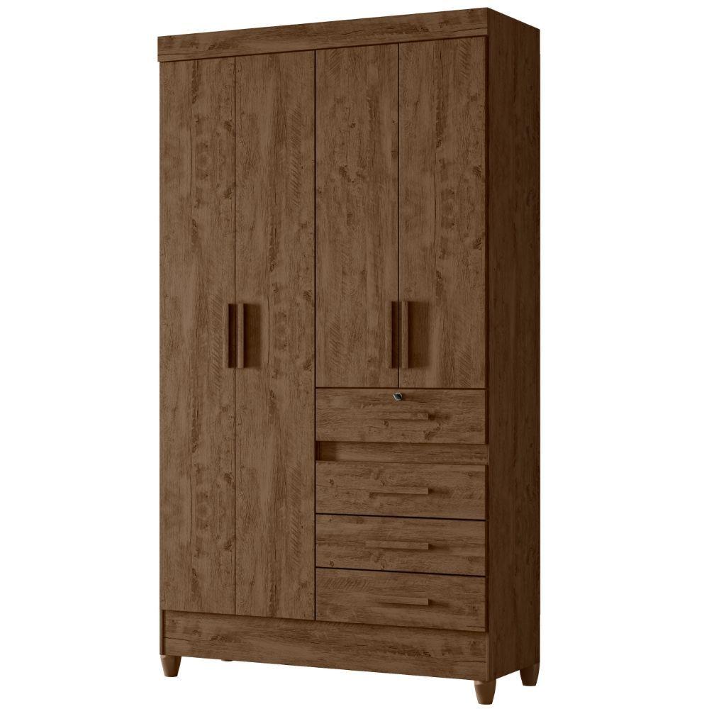 Miniatura Guarda Roupa Solteiro Sobral 4 Portas Castanho Wood Moval