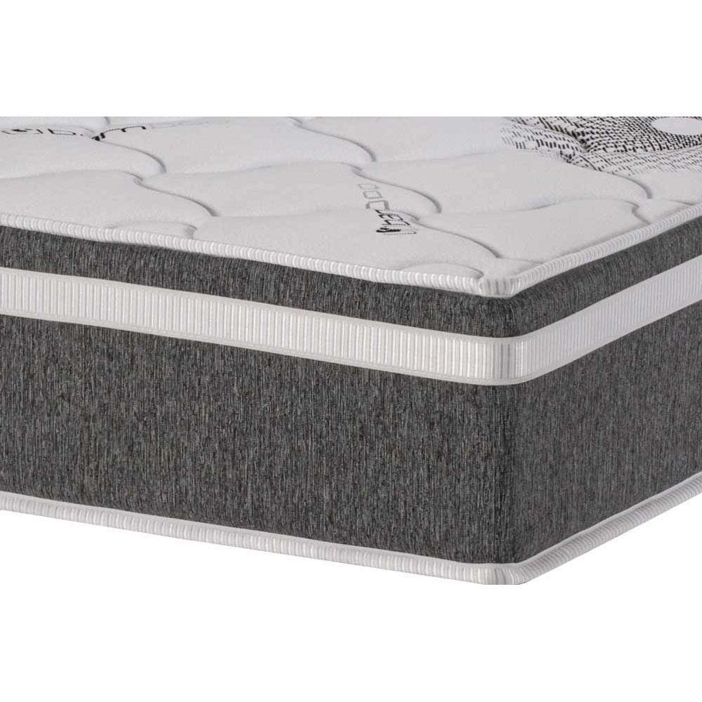 Cama Box Baú Queen: Colchão Espuma D33 Polar Pérola Premium Euro Pillow + Base Gray(158X198)