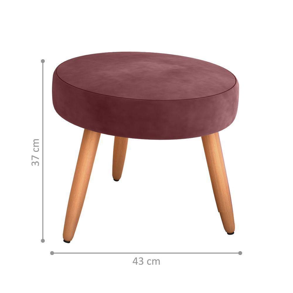 Miniatura Puff Redondo Para Sala Suiça Veludo Vinho