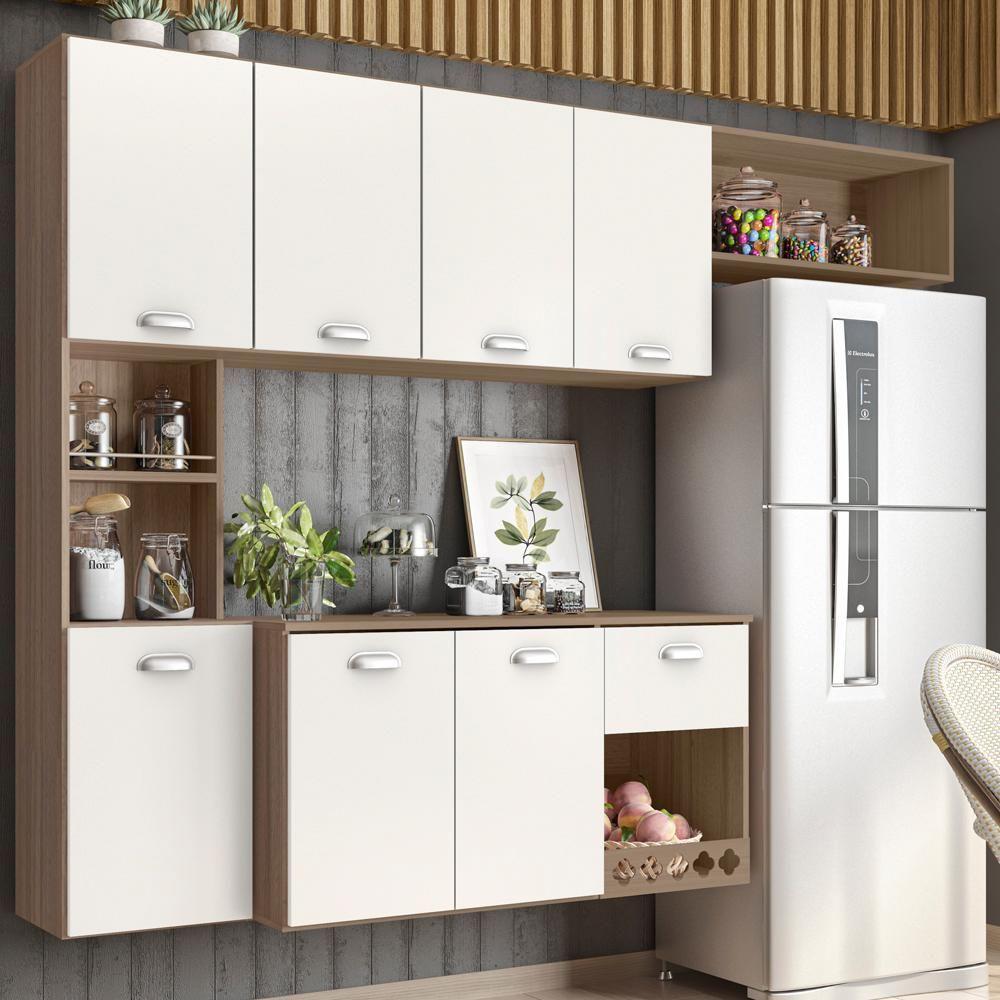 Cozinha Compacta 7Pts 10019 Carvalho Oak OffWhite