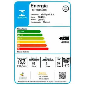 Miniatura Frigobar Consul CRC08CB com Gaveta Multiuso - 76L 110v