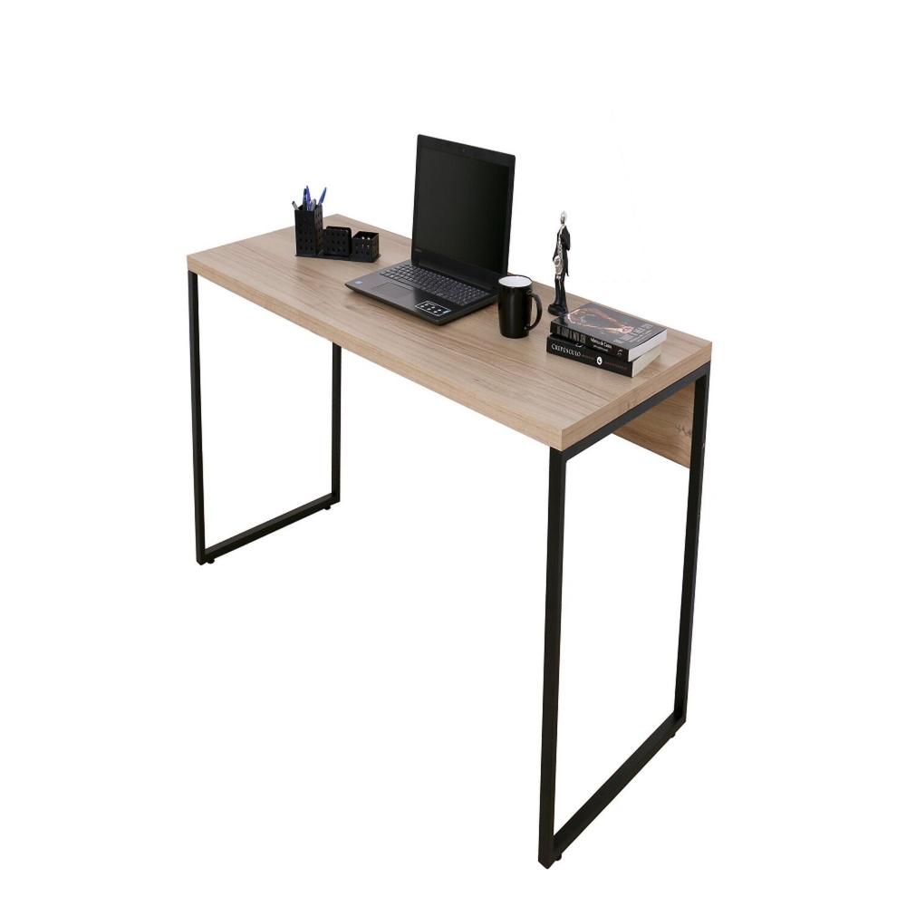 Miniatura Mesa de Escritório Diretor Estilo Industrial Preto/Amadeirado