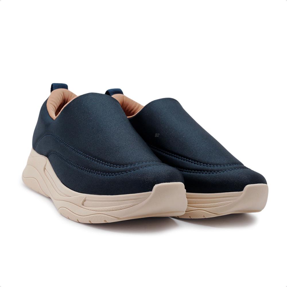 Miniatura Tênis Usaflex Slip On Feminino + 3 Pares de Meias Marinho / Bege - 34