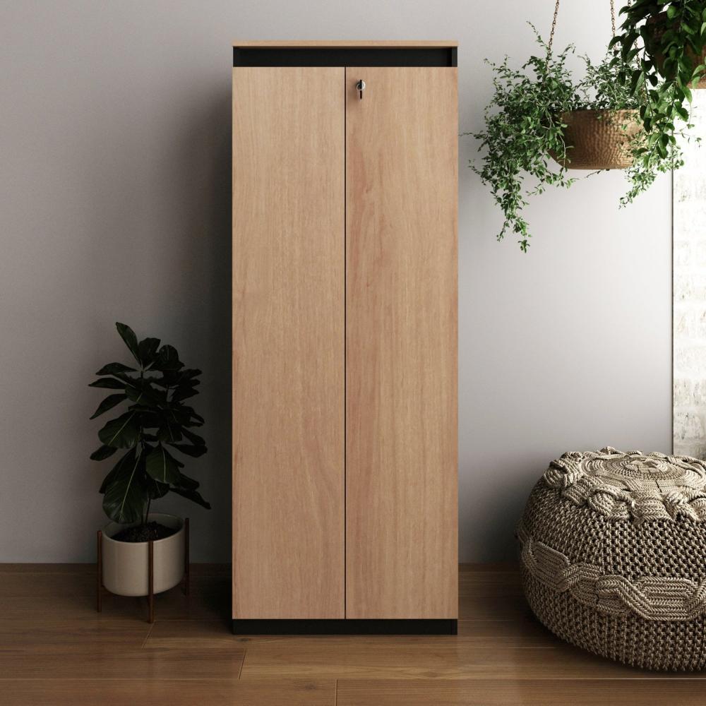 Miniatura Armário Alto com 2 Portas Para Escritório ME4151 Amêndoa/Preto