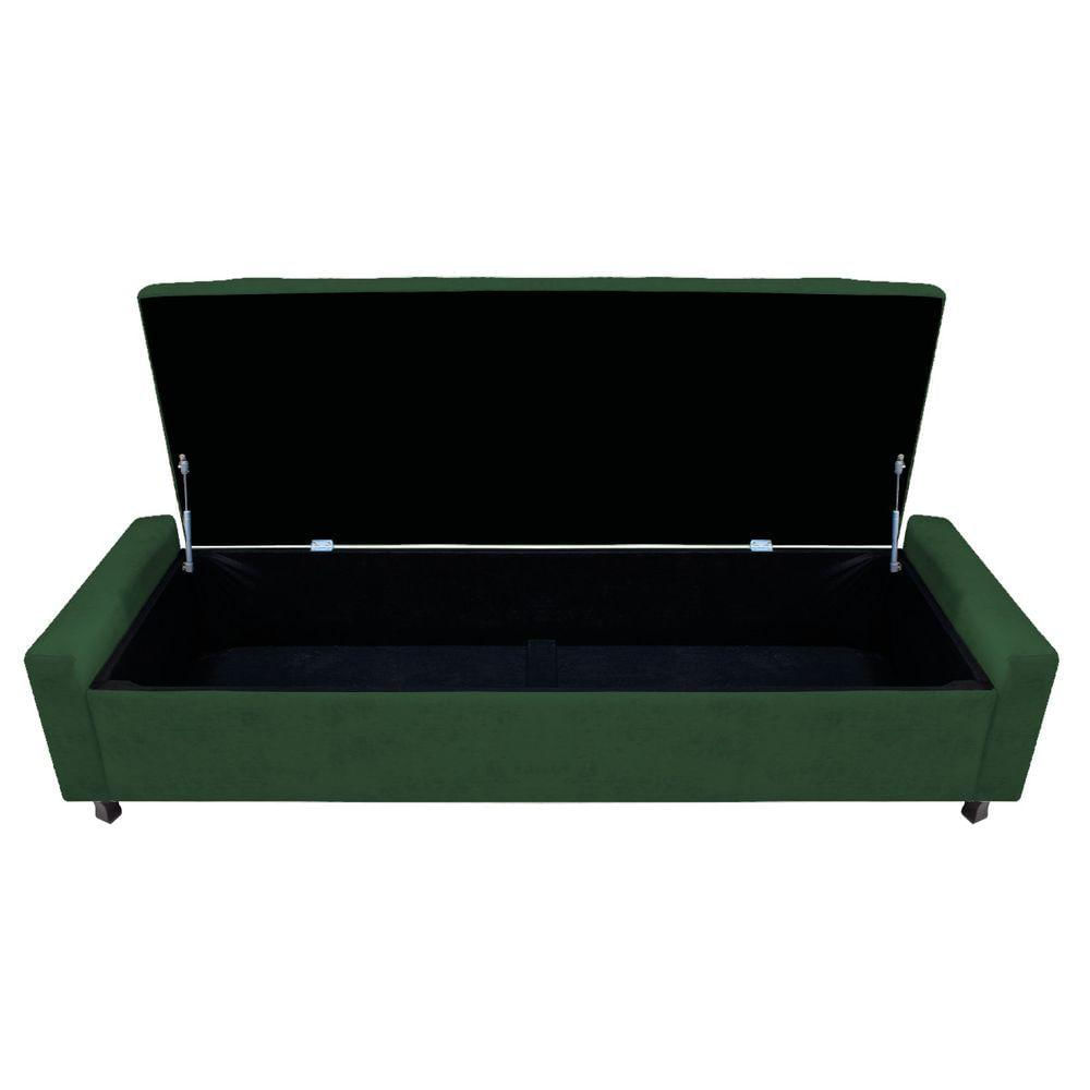 Miniatura Calçadeira Baú Queen Everest P02 160 Cm Para Cama Box Suede - Amarena Móveis Verde