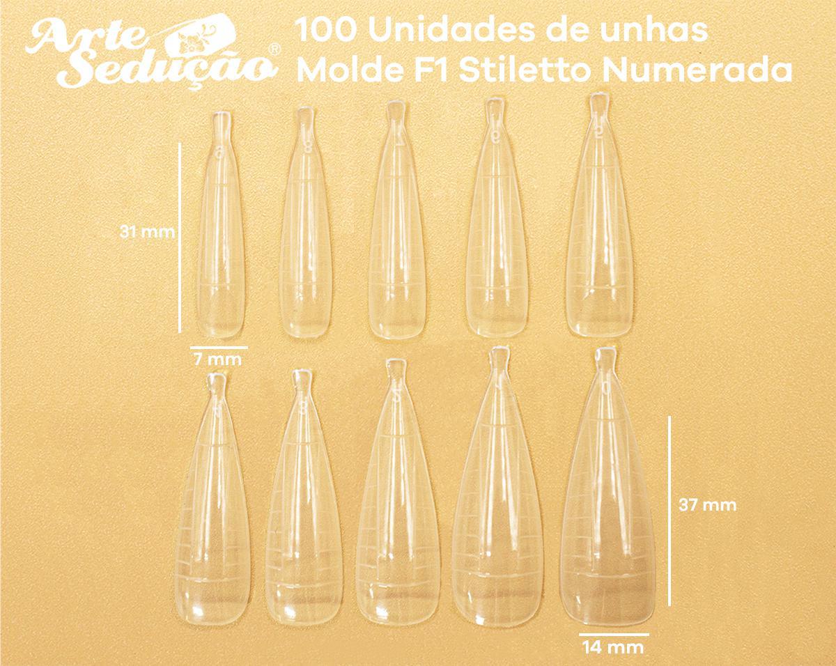 Miniatura Molde F1 Stiletto Unhas De Gel, Arte Sedução, 100 Unidades