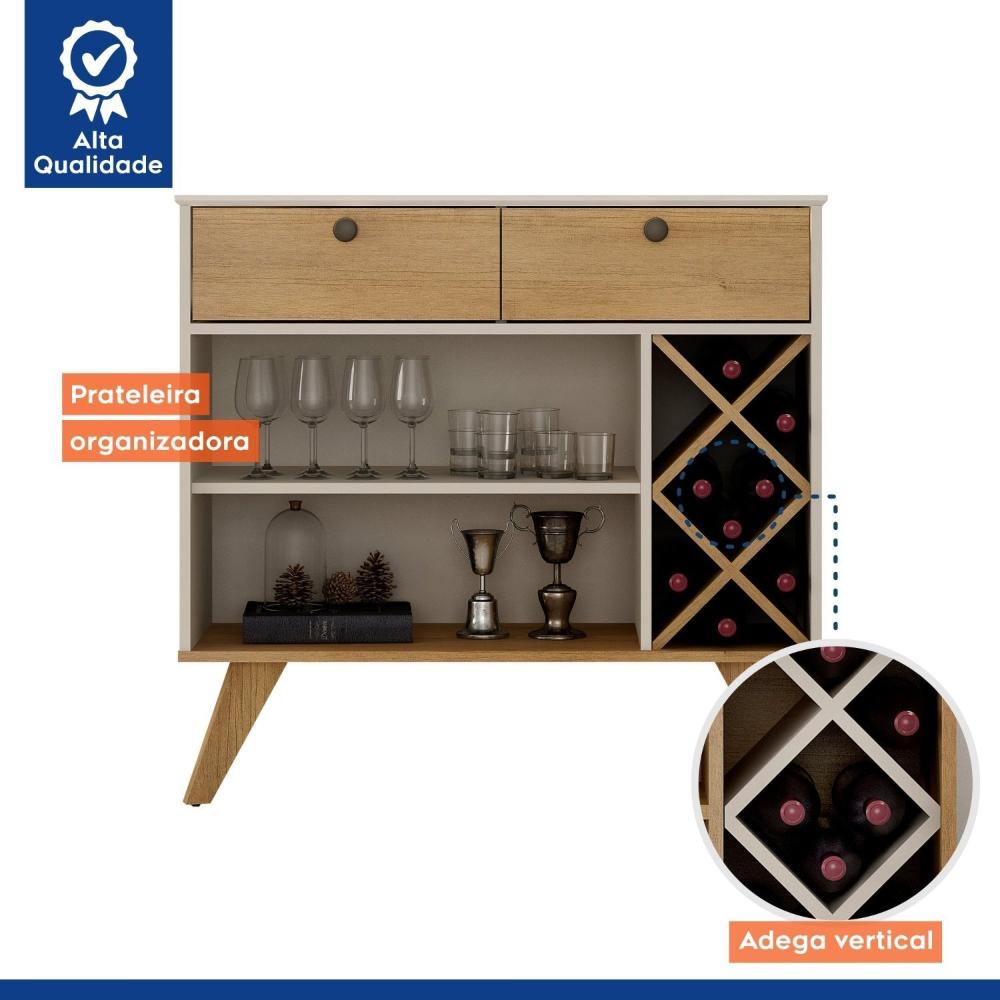 Miniatura Buffet Aparador 2 Gavetas Alice Valdemóveis Off White/Cinamomo