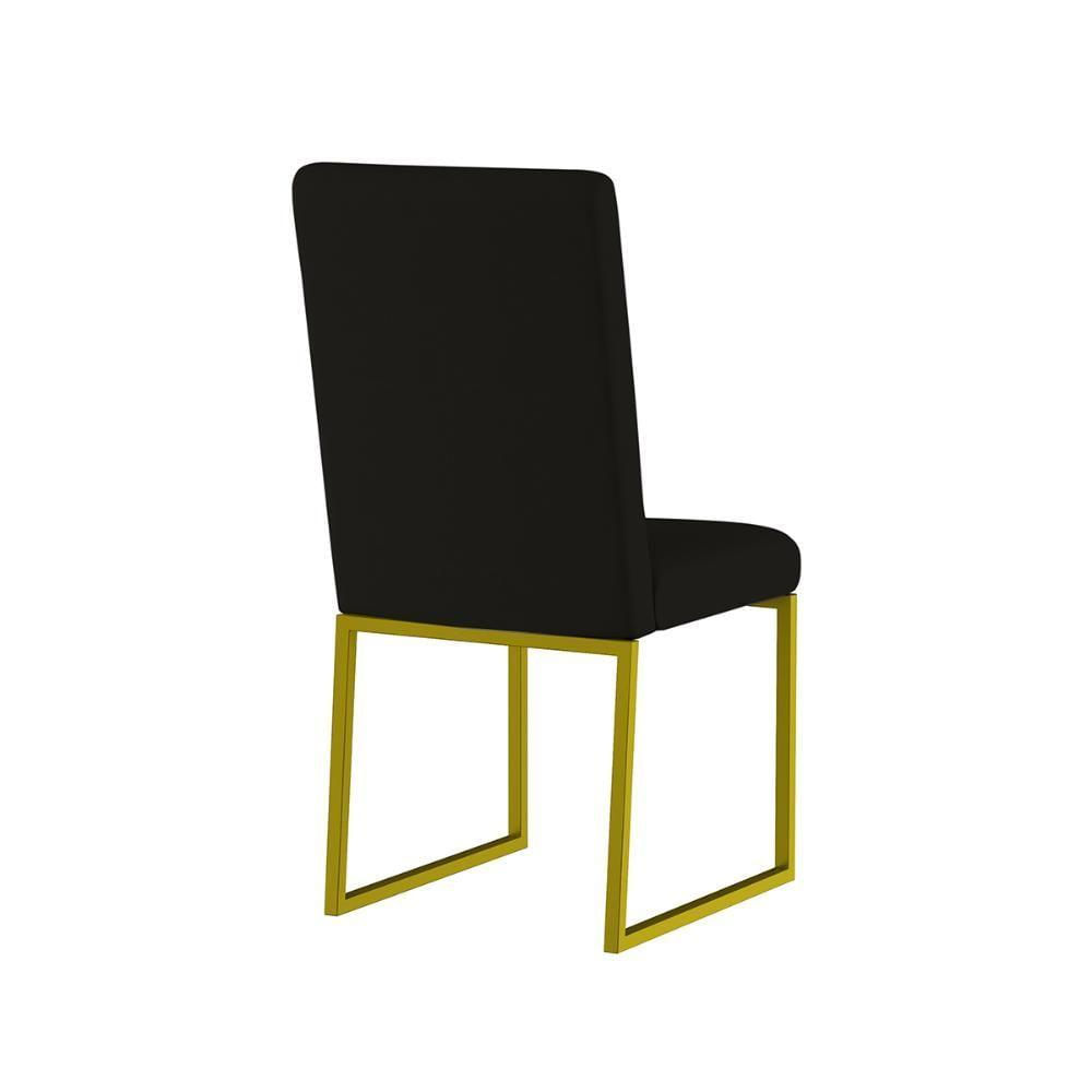 Miniatura Kit 6 Cadeiras De Jantar Com Base De Ferro Dourado Balaqui Preto