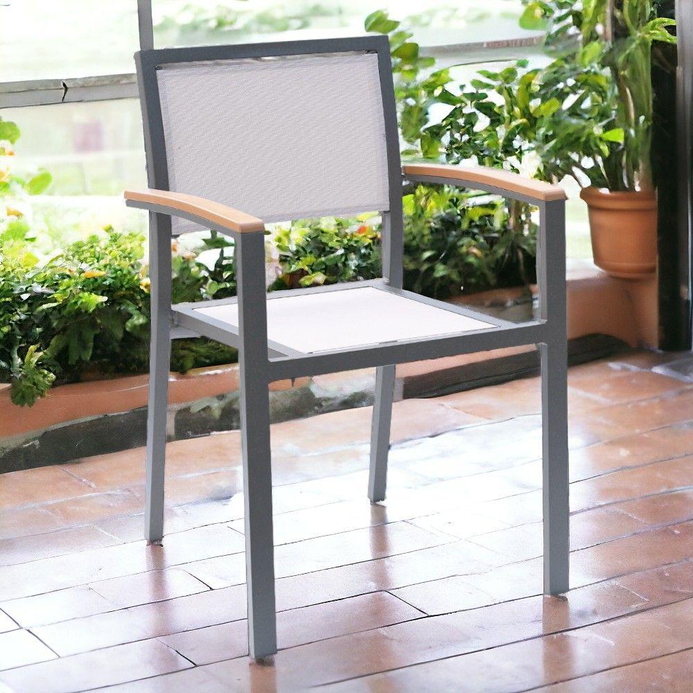 Cadeira área Externa Com Tela Mesh Mangue De Alumínio Amêndoa/bege G56 - Gran Belo