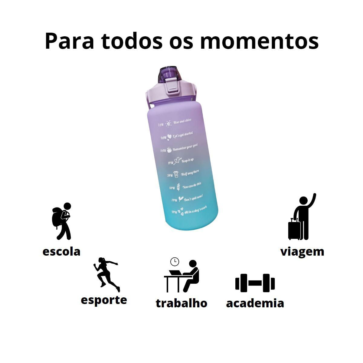 Miniatura Garrafa De Agua 2 Litros Com Frases Motivacionais Degradê