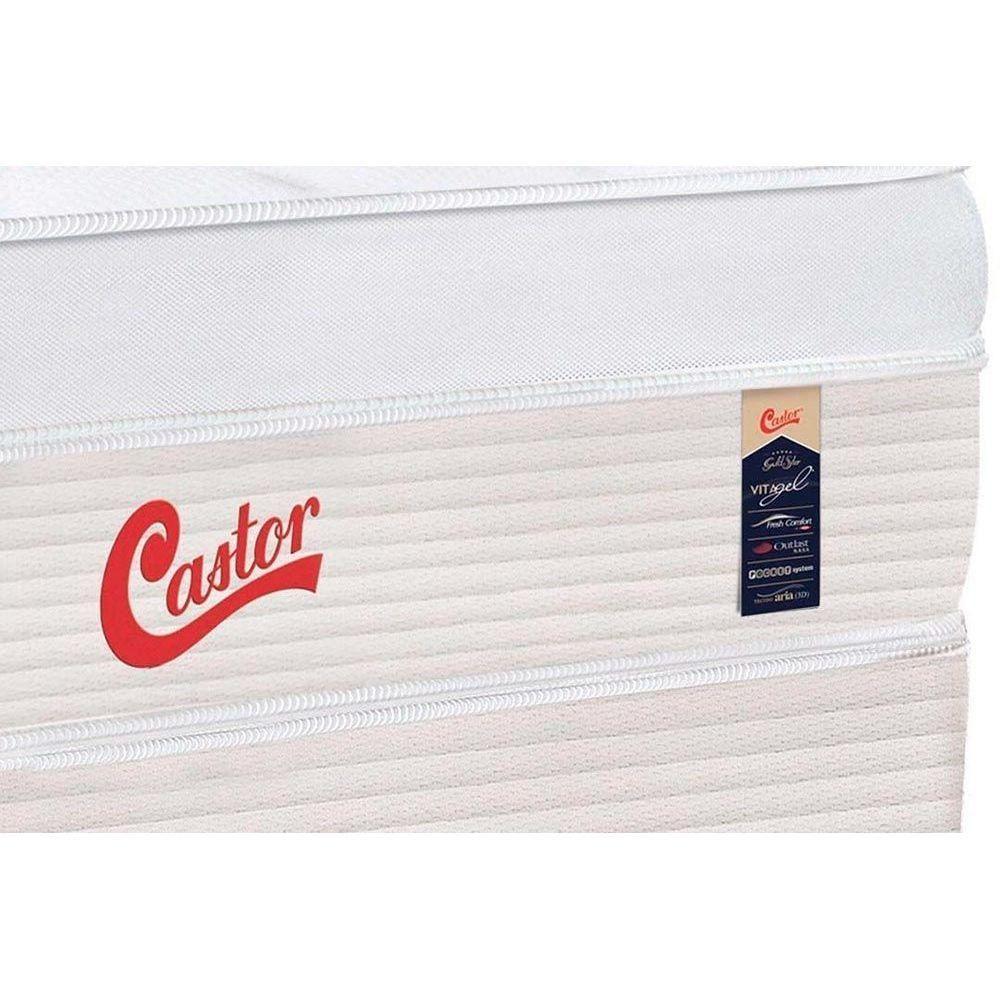 Miniatura Cama Box Baú Colchão Molas Castor Pocket Gold Star Vitagel Slx Double FaceBase Courano White