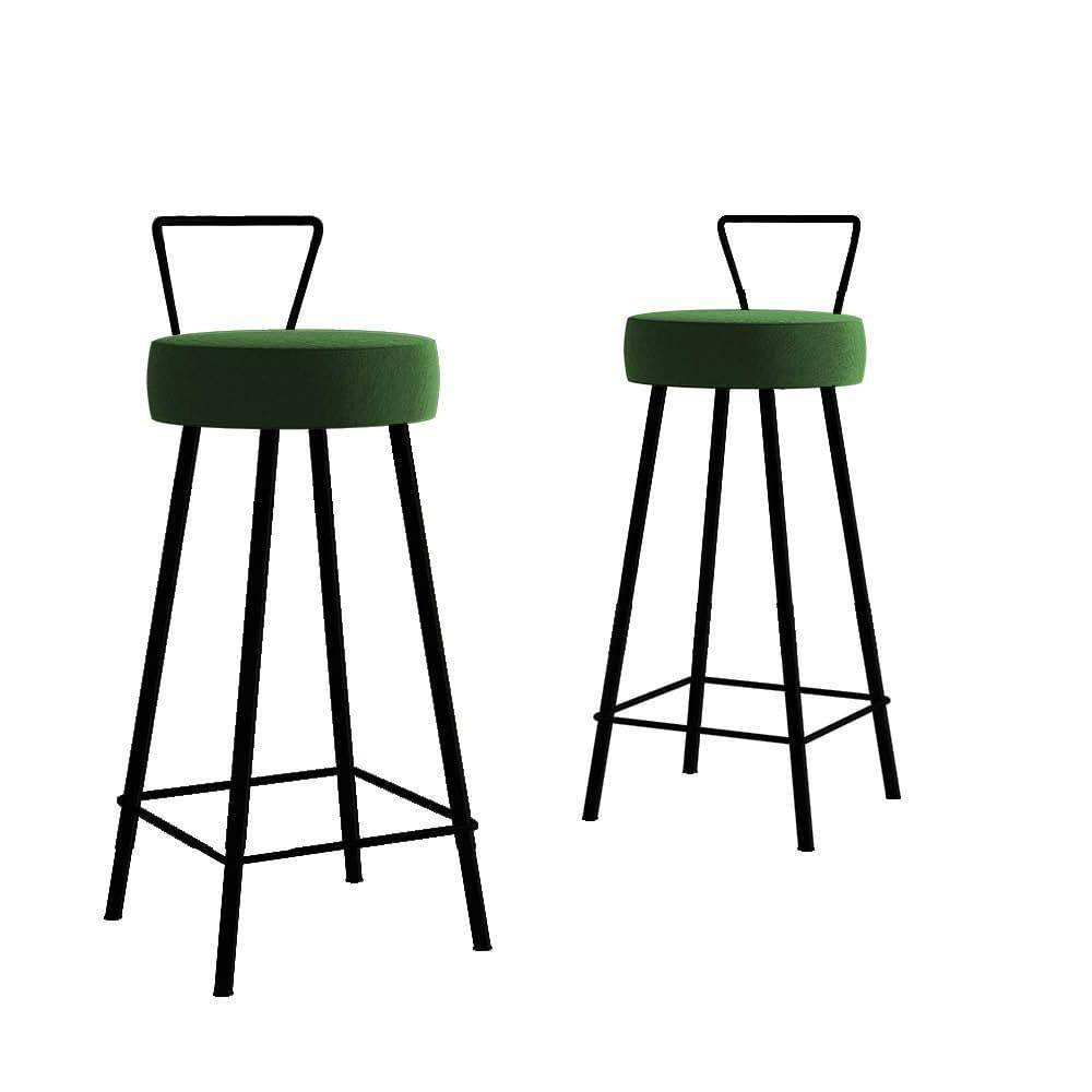 Miniatura Banqueta Alta Tais Eiffel Cozinha Bar Bistrô Ferro Preto Suede Verde Musgo