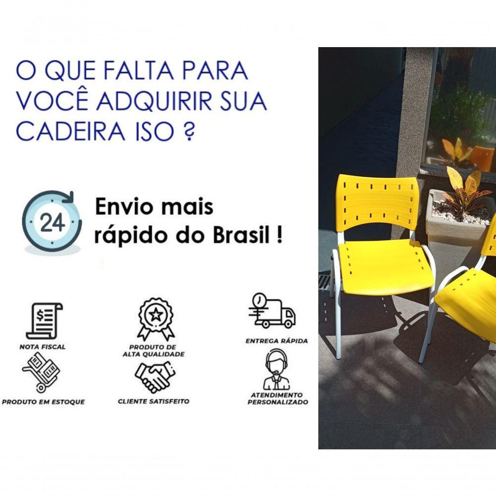 Miniatura Cadeira Iso para Escola Escritório Comércio Amarela Base Preta