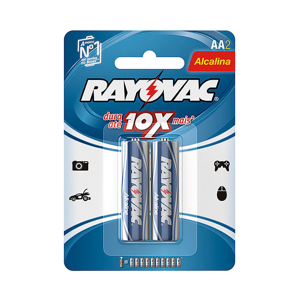 Miniatura Pilha Rayovac AA Alcalina com 2 Unidades