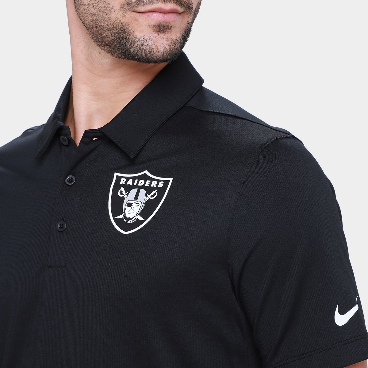 Miniatura Camisa Polo Nike Las Vegas Raiders Drop 2 Team Logo Franchise Masculina Preto - EGG