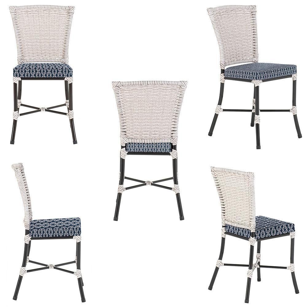 Miniatura Jogo Cadeira De Jantar Em Alumínio E Fibra Estofado Impermeavel 6 Unidades Marmore Z30