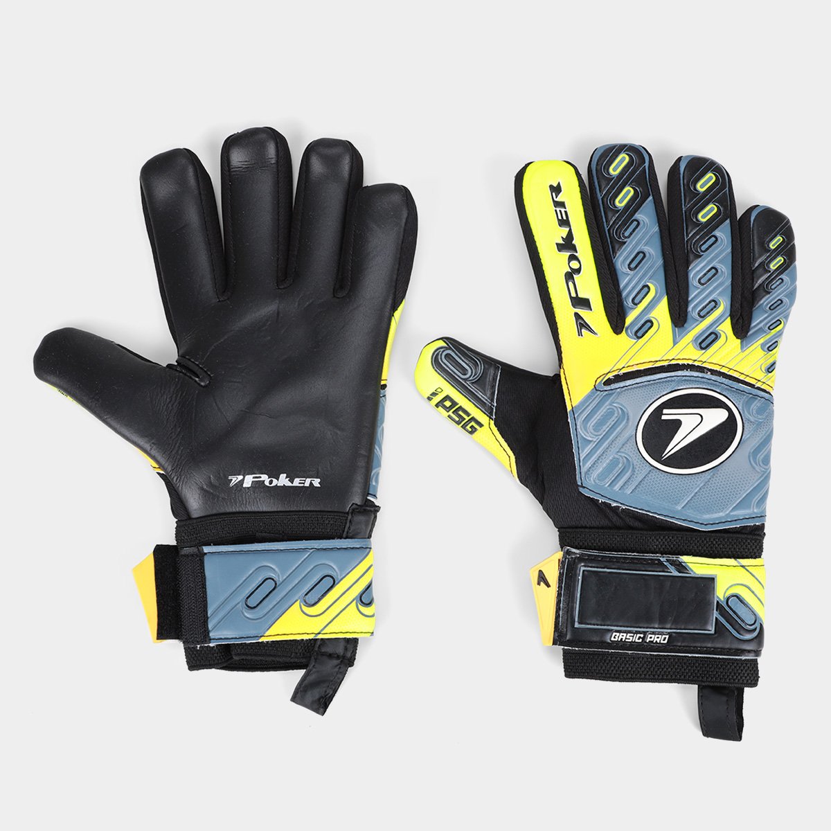 Miniatura Luva de Goleiro Campo Profissional Poker Basic Pro Preto+Amarelo - 09