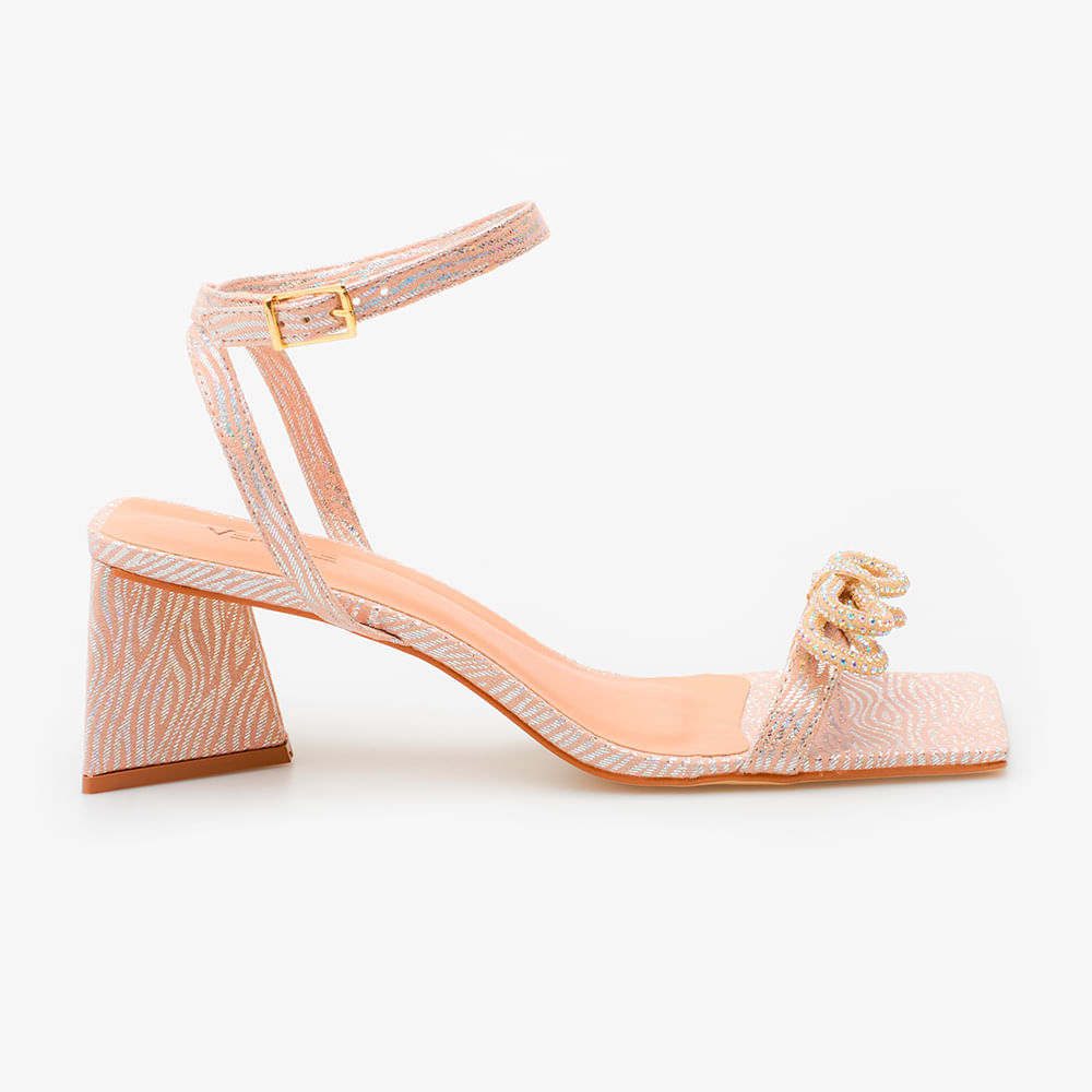 Miniatura Sandália Laço Brilho Bege 34