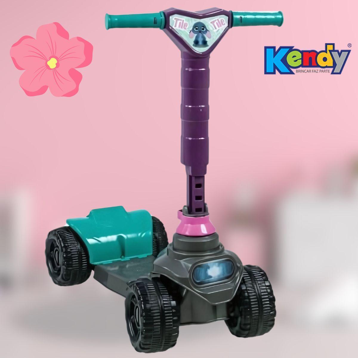 Miniatura Patinete Infantil Stik Tile Roxo 4 Rodas Kendy Brinquedos