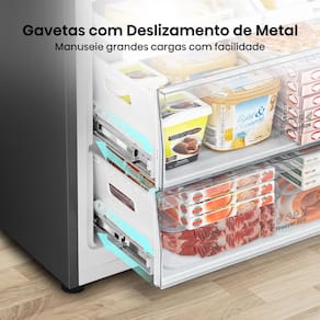 Geladeira Hisense Inverter 499L RB5P504 Bottom Freezer Metal Tech Inox 110V