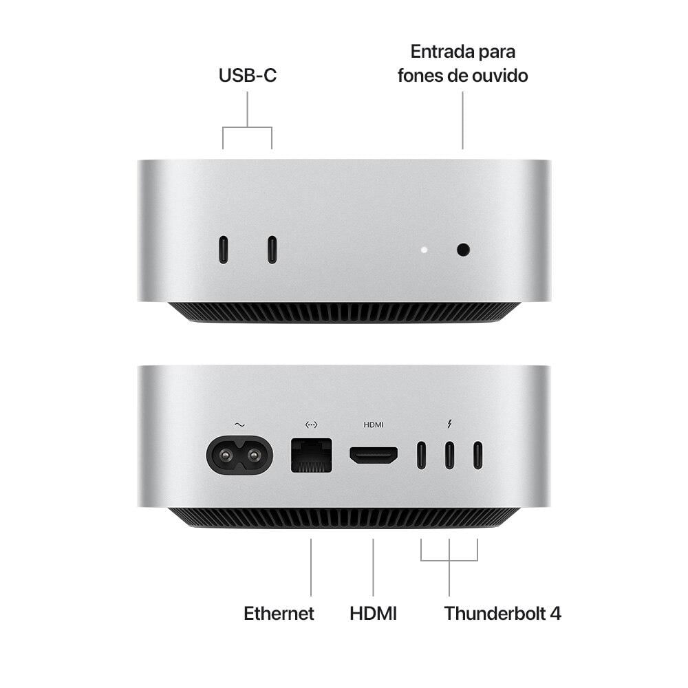 Miniatura Mac mini (Chip M4 da Apple com CPU de 10 núcleos e GPU de 10 núcleos, de 512 GB SSD) - Prateado