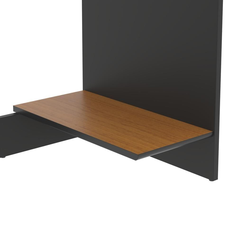 Conjunto De Escritório 3 Peças Smart Office 2 Mesas E 1 Aparador Buffet - Preto E Cedro Preto E Cedro
