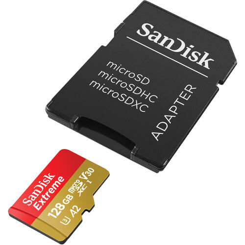 Miniatura Cartão MicroSDXC SanDisk 128Gb Extreme 160Mb/s UHS-I A2 / V30 / U3 Adaptador SD