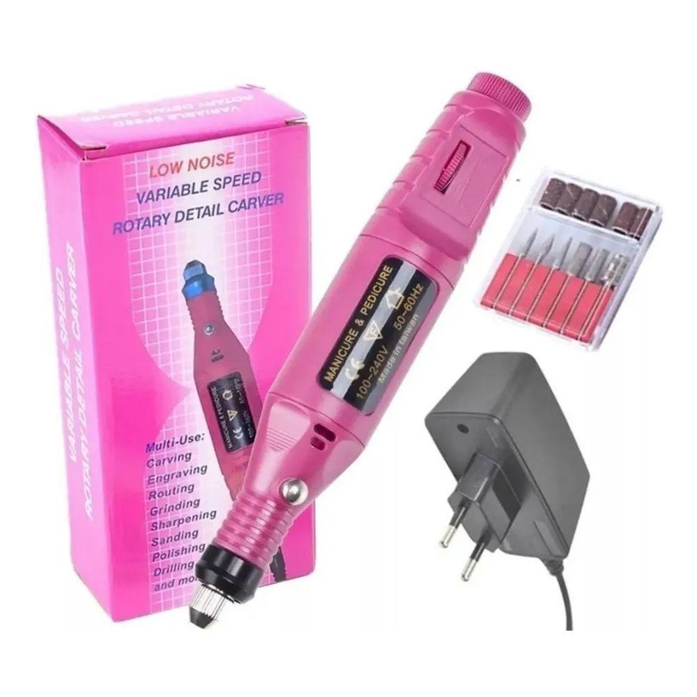 Miniatura Lixadeira Unha Lixa Elétrica Profissional Bloco Motor Bivolt Gel Ou Acrygel