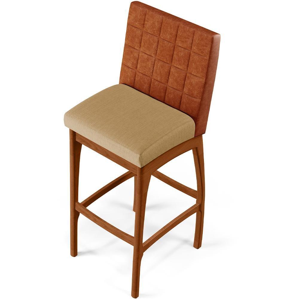 Miniatura Kit 03 Banquetas Altas Mila Camel Linho Bege Escuro