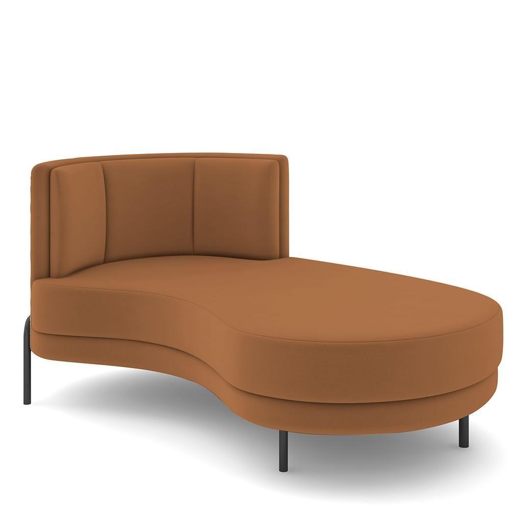 Miniatura Sofá Chaise Longue Living Lucca Direito D02 Veludo Terracota C-262