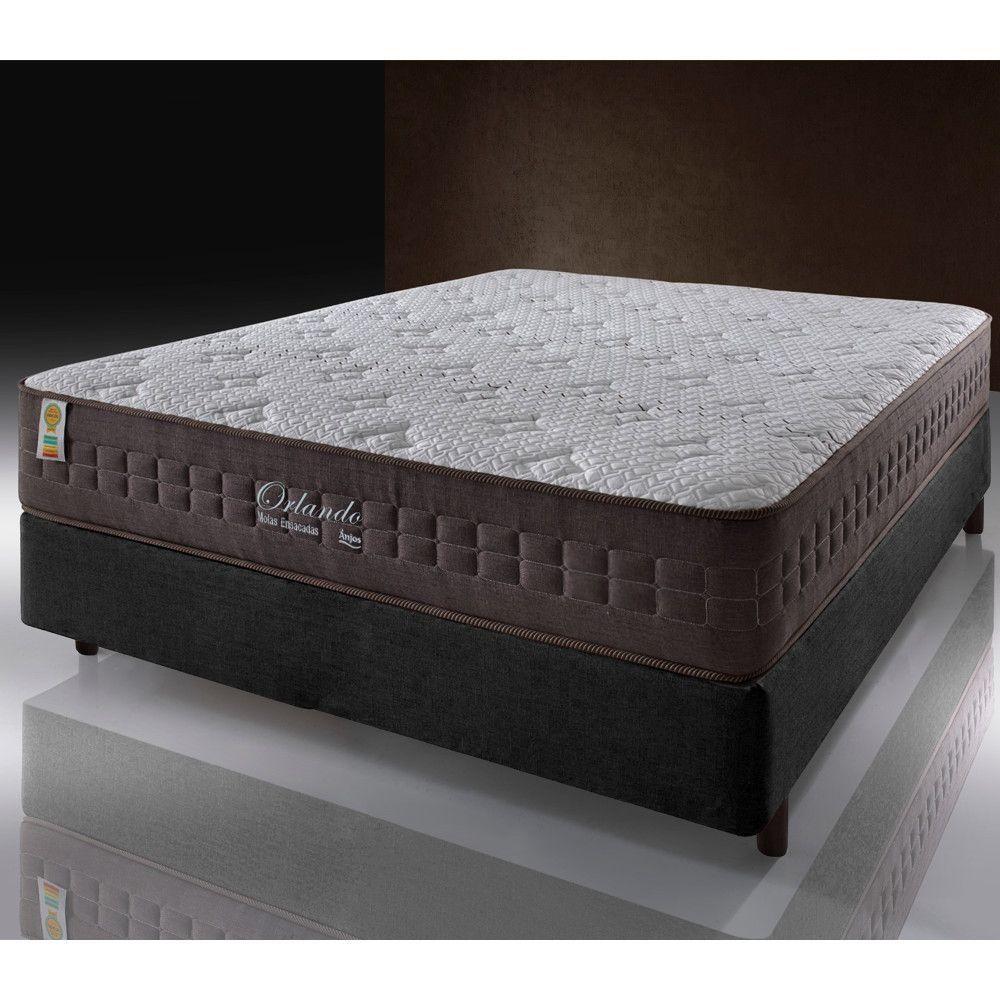 Cama Box Casal Preto + Colchão Molas Ensacadas Orlando 138cm
